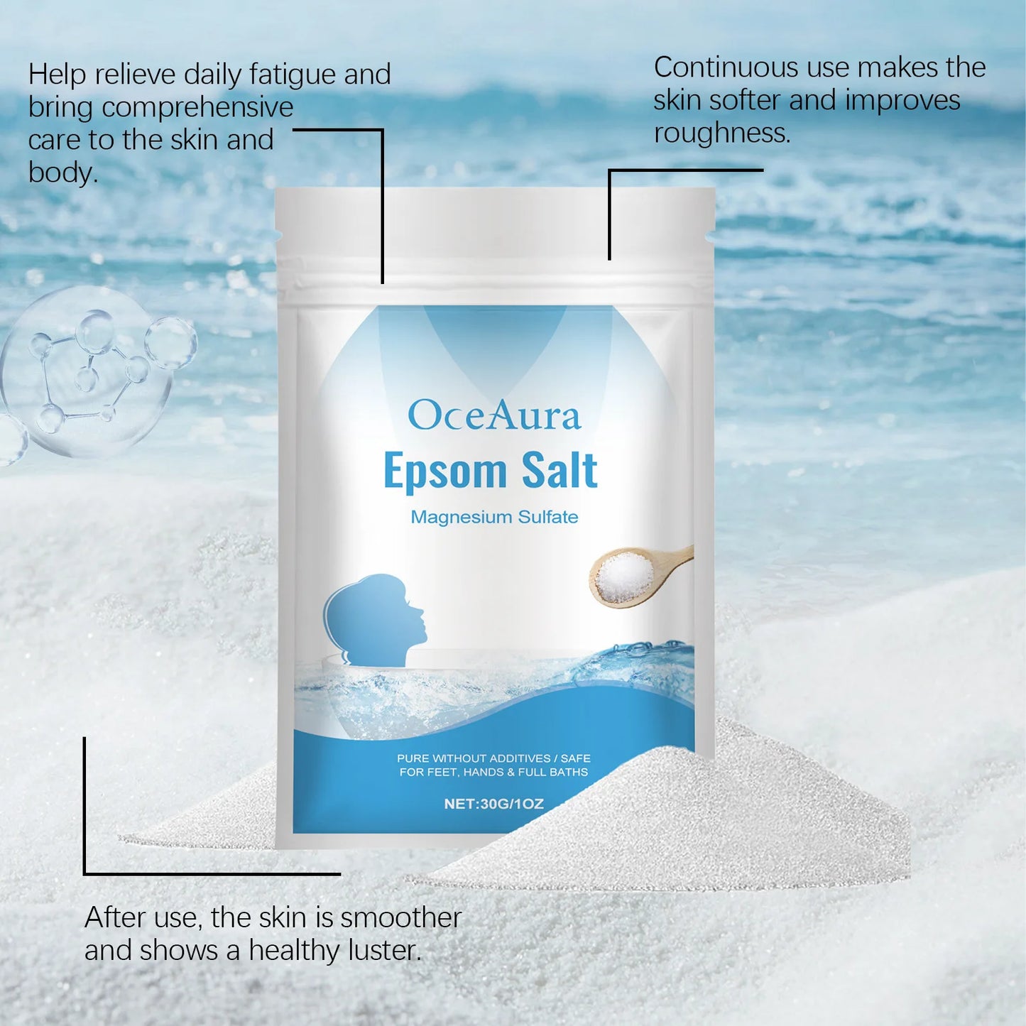 OceAura Epsom Salt Bath Soak – Muscle Relief & Skin Care