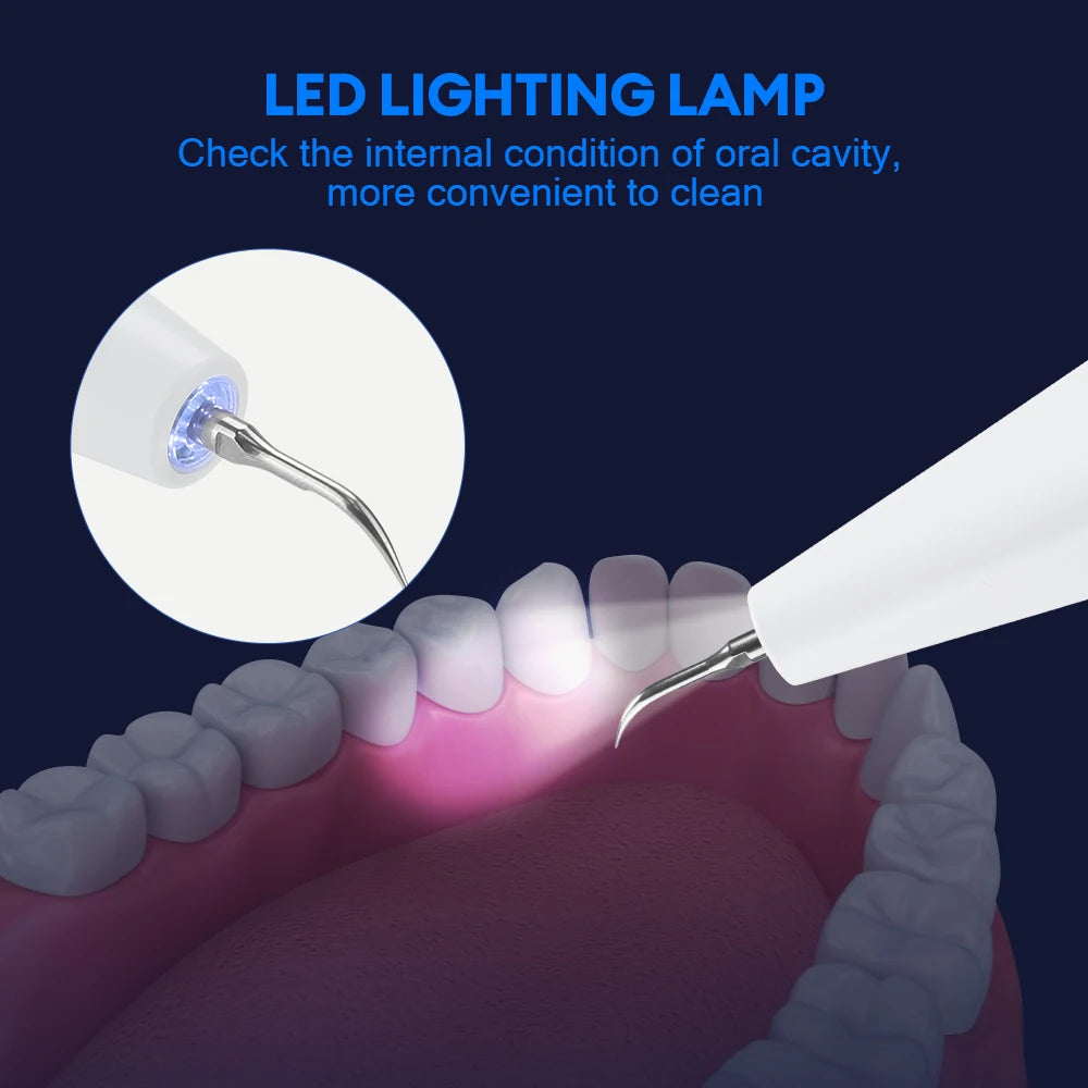Pro Electric Tartar Remover Ultrasonic Home Dental Scaler 3 Mode Teeth Cleaner for Plaque Calculus Stains Removal Oral Care Tool Peaceful Pleasures Health and Wellness