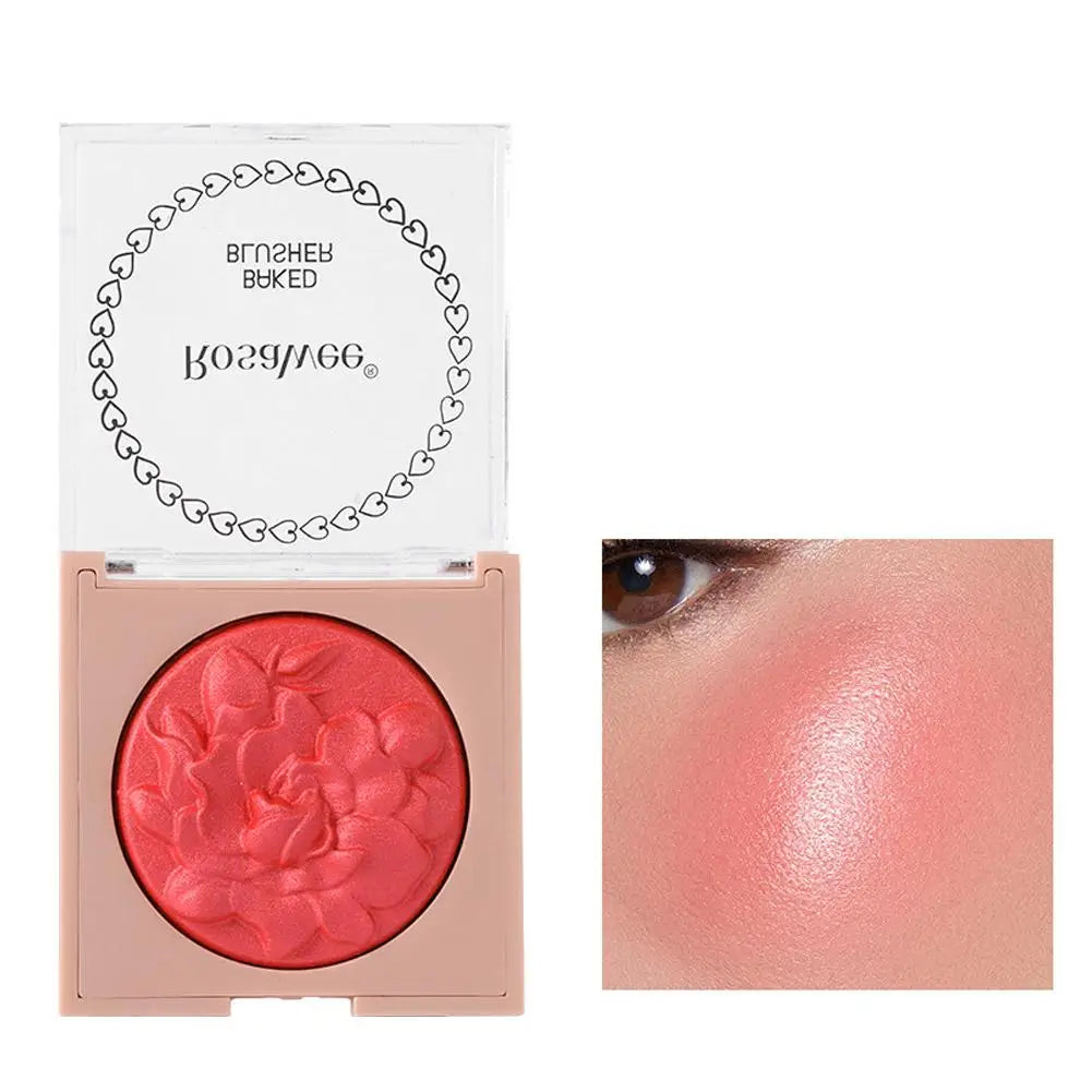 Embossed Shimmer Blush Palette – Pearlescent Baked Powder Highlighter