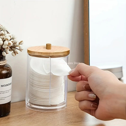 1/2 Pcs Makeup Organizer Round Clear Acrylic Makeup Organizer Makeup Cotton Pad Swab Holder Cotton Pad Organizer Box Makeup Pads Peaceful Pleasures Health and Wellness
