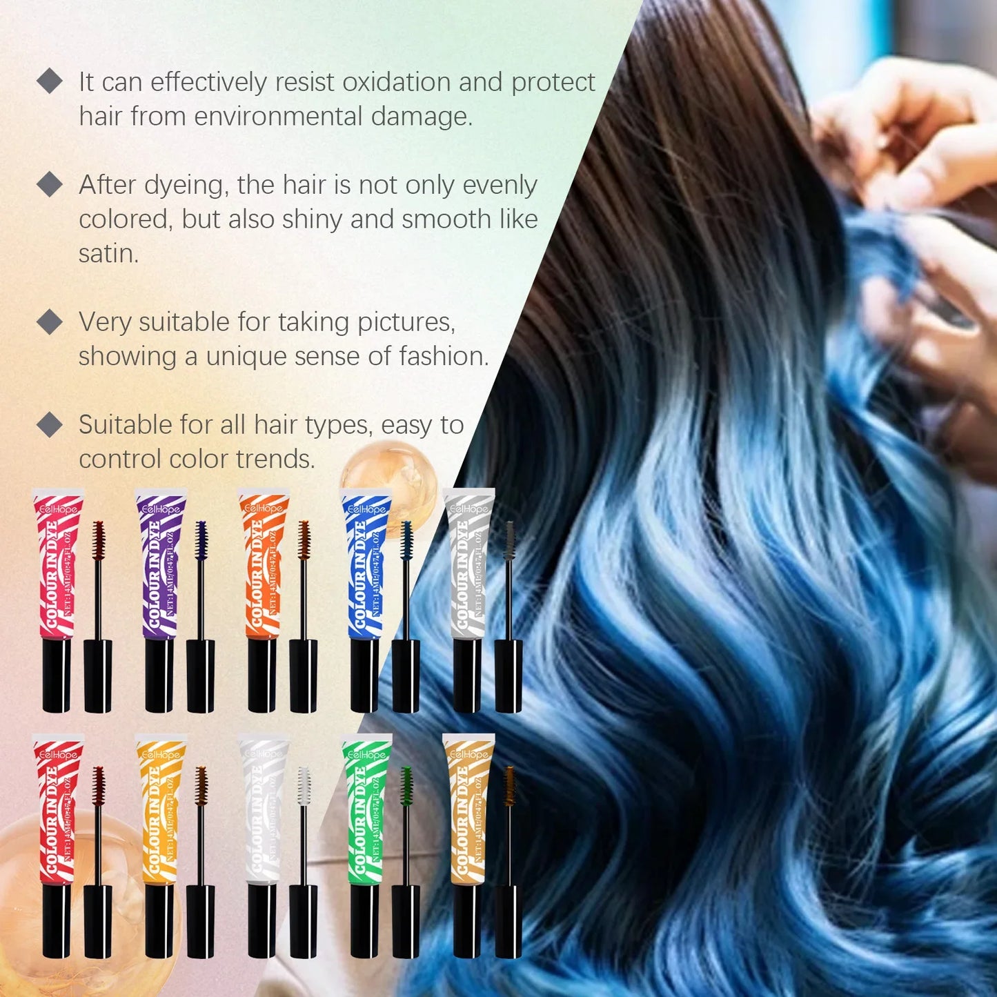 HOEGOA Temporary Hair Dye Set – 5 Vibrant Colors, Plant-Based