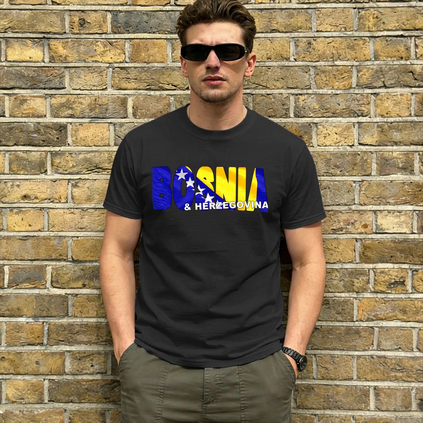 Bosnia & Herzegovina Flag Men's Vintage Cotton T-Shirt