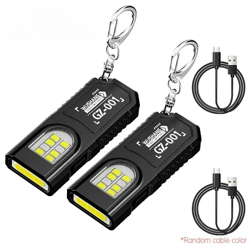 COB LED Keychain Flashlight USB-C Rechargeable + Bottle Opener