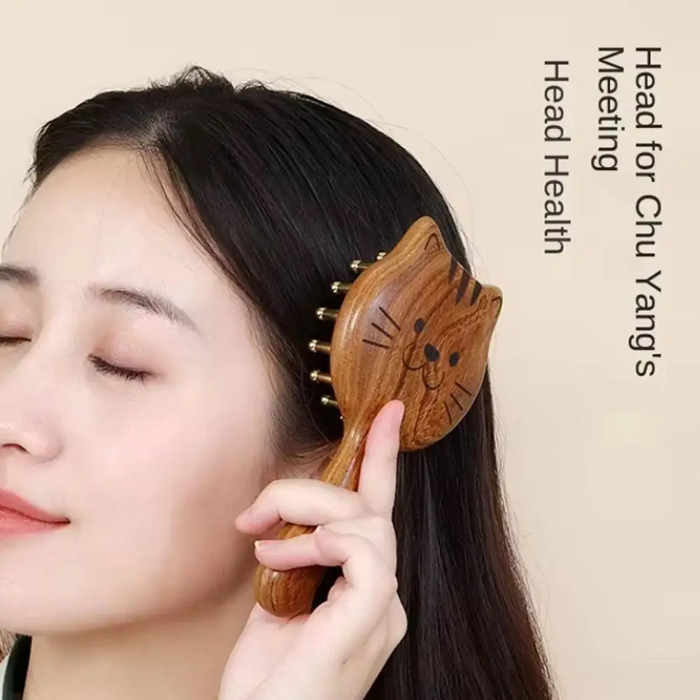 Sandalwood Wide Tooth Scalp Massage Comb – Gua Sha Hair Tool