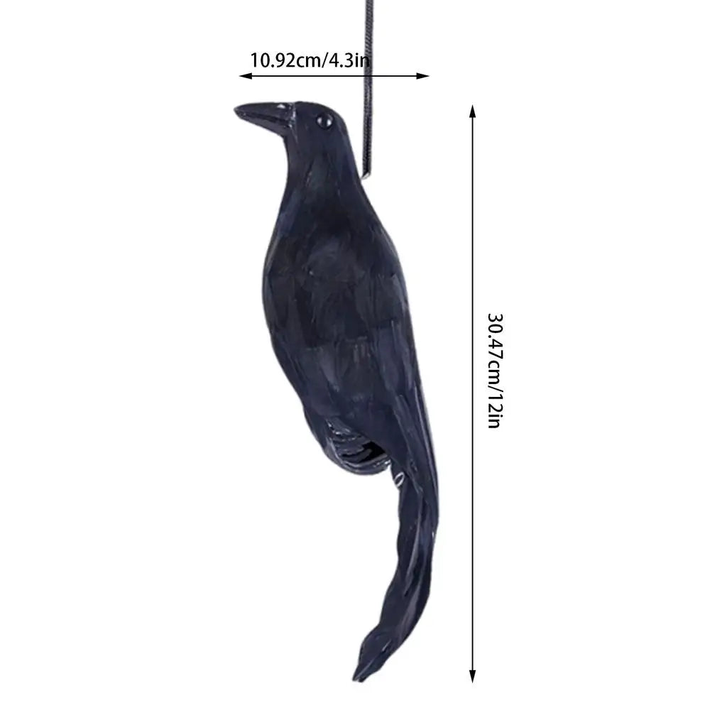 Realistic Black Crow Decoy | Garden Deterrent & Halloween Prop