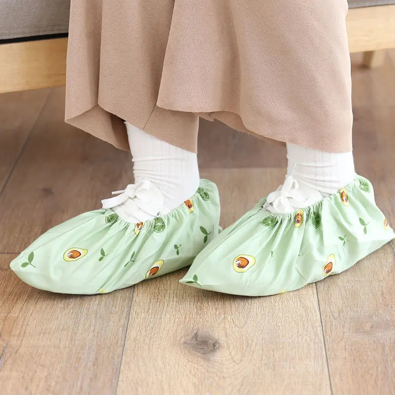 Cartoon Print Reusable Shoe Covers | Non-Slip Indoor Overshoes