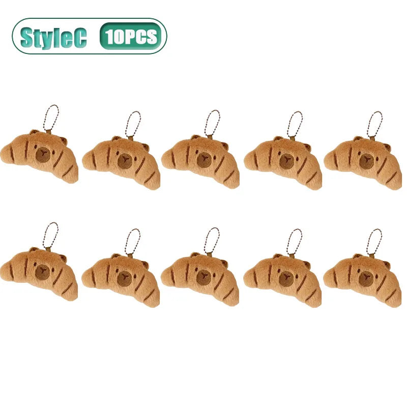 Capybara Plushie Keyring – Cute Anime Bread Topper Fluffy Toy