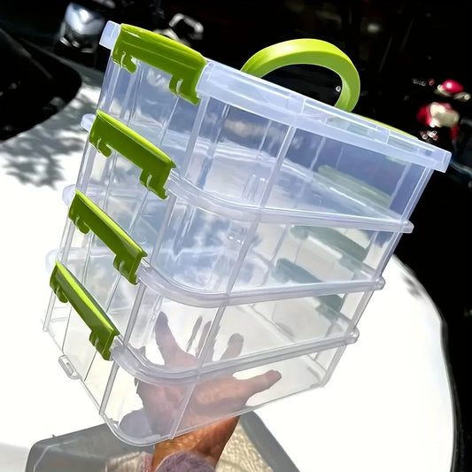 4-Layer Transparent Partitioned Drawer Storage Box with Cover Drawer Storage Box Peaceful Pleasures Health and Wellness