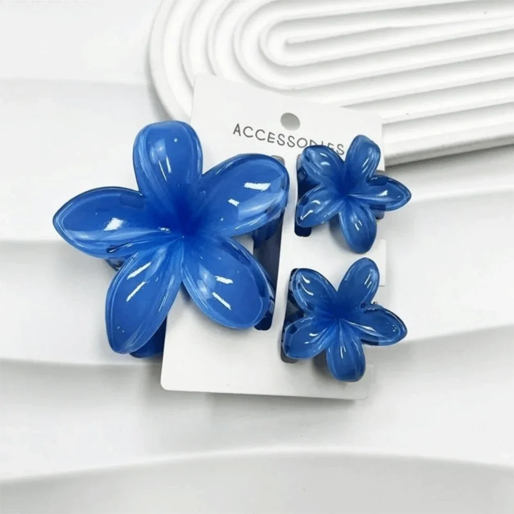 3-Pack Plumeria Flower Hair Claw Clips – Gradient Acrylic Set