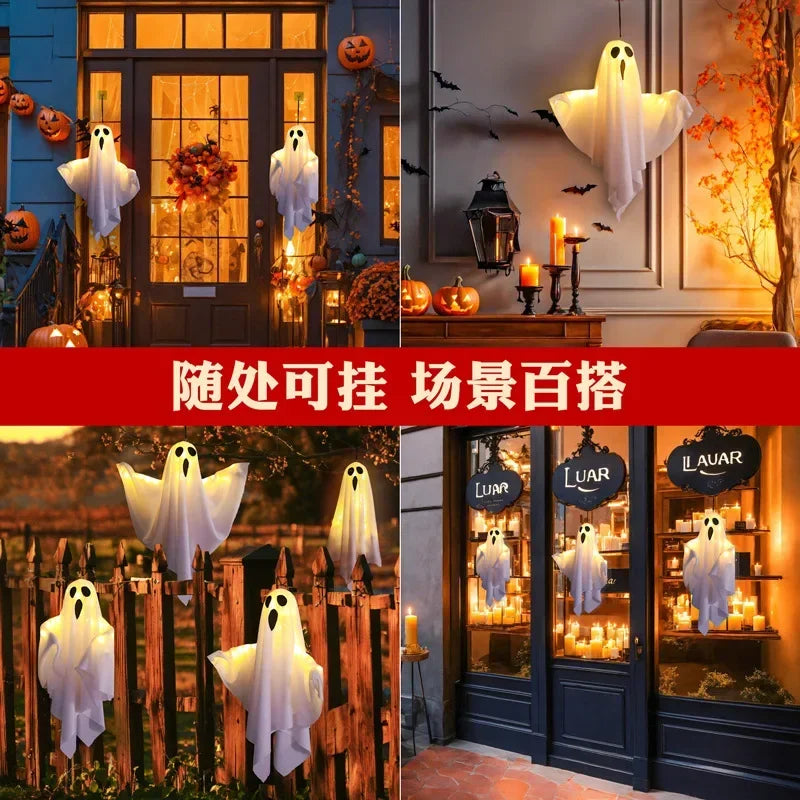 Halloween Decoration LED Hanging Light Emitting White Ghost DIY Styling Light Horror Indoor Party Decoration Atmosphere Light Peaceful Pleasures Health and Wellness
