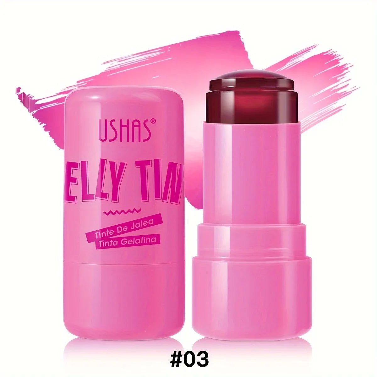 4 Colors Jelly Blush Stick Lip Balm Eyeshadow 3-in-1 Multi-Use Matte Blush Moisturize Brighten Lip Gloss Peaceful Pleasures Health and Wellness 03