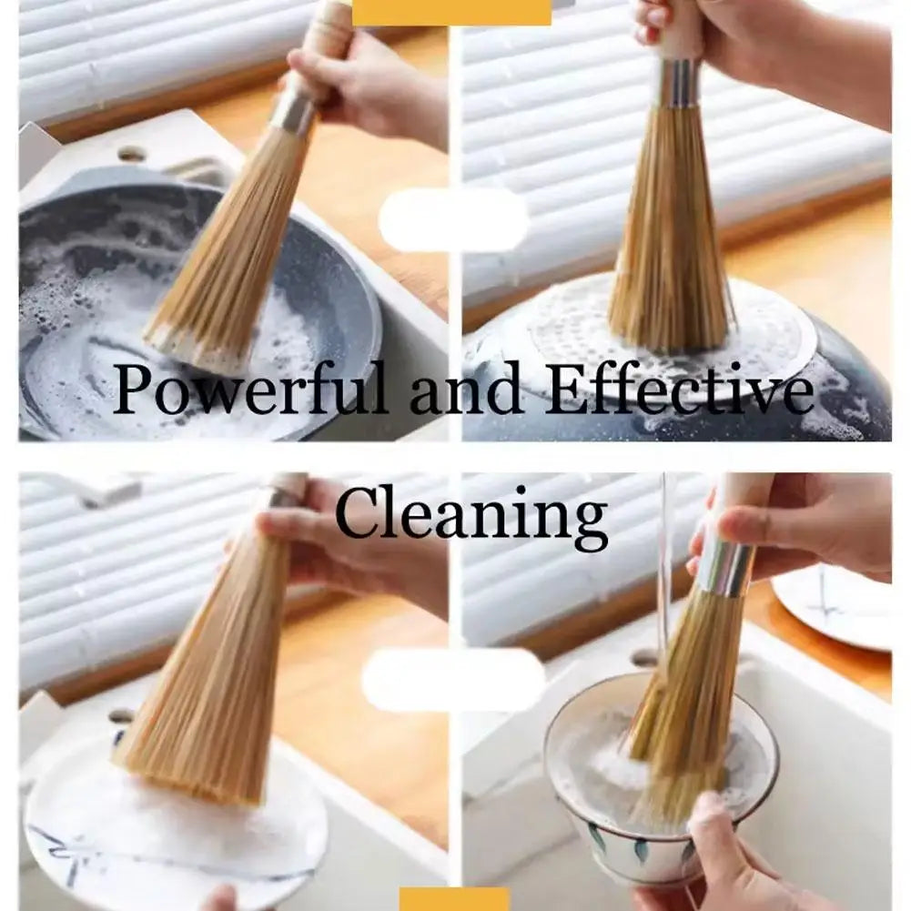 Bamboo Pot Brush Long Handle for Wok and Dish Cleaning Peaceful Pleasures Health and Wellness