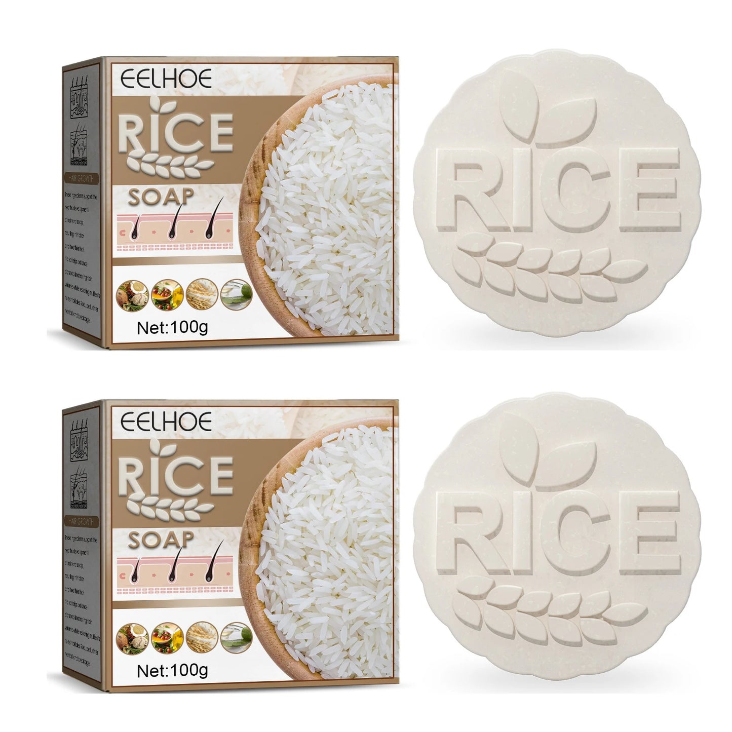 Hair Care Rice Soap Effectively Remove Dandruff Repairing Damaged Scalp Prevent Hair Loss Control Oil Moisturizing Rice Shampoo Peaceful Pleasures Health and Wellness 2 x 100g Boxed