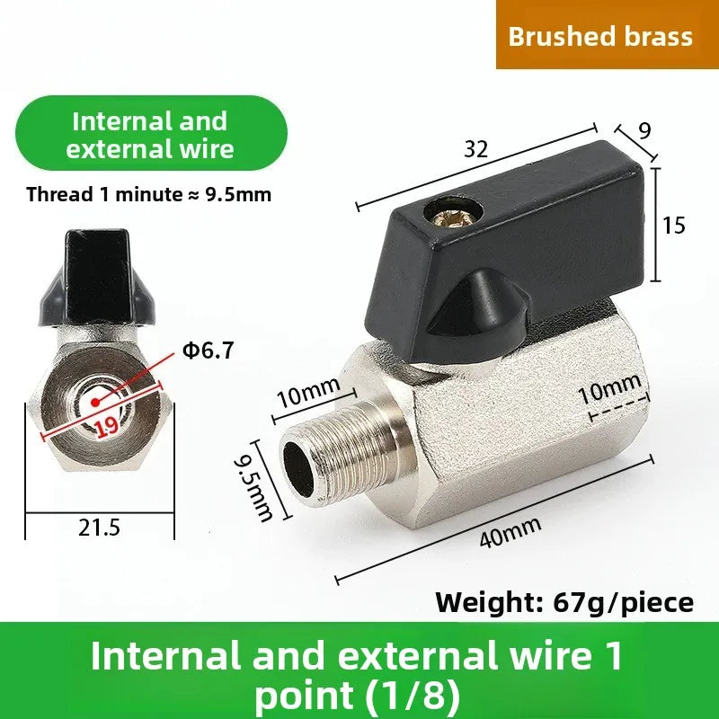 Copper Mini Ball Valve PT 1/8 1/4 3/8 1/2 Threaded Water Gas