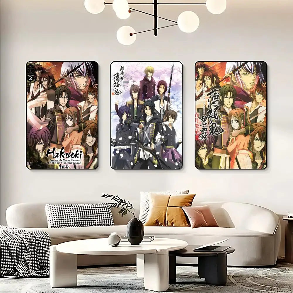 Hakuouki Anime Poster HD Self-Adhesive Waterproof Wall Art Anime Wall Poster Peaceful Pleasures Health and Wellness