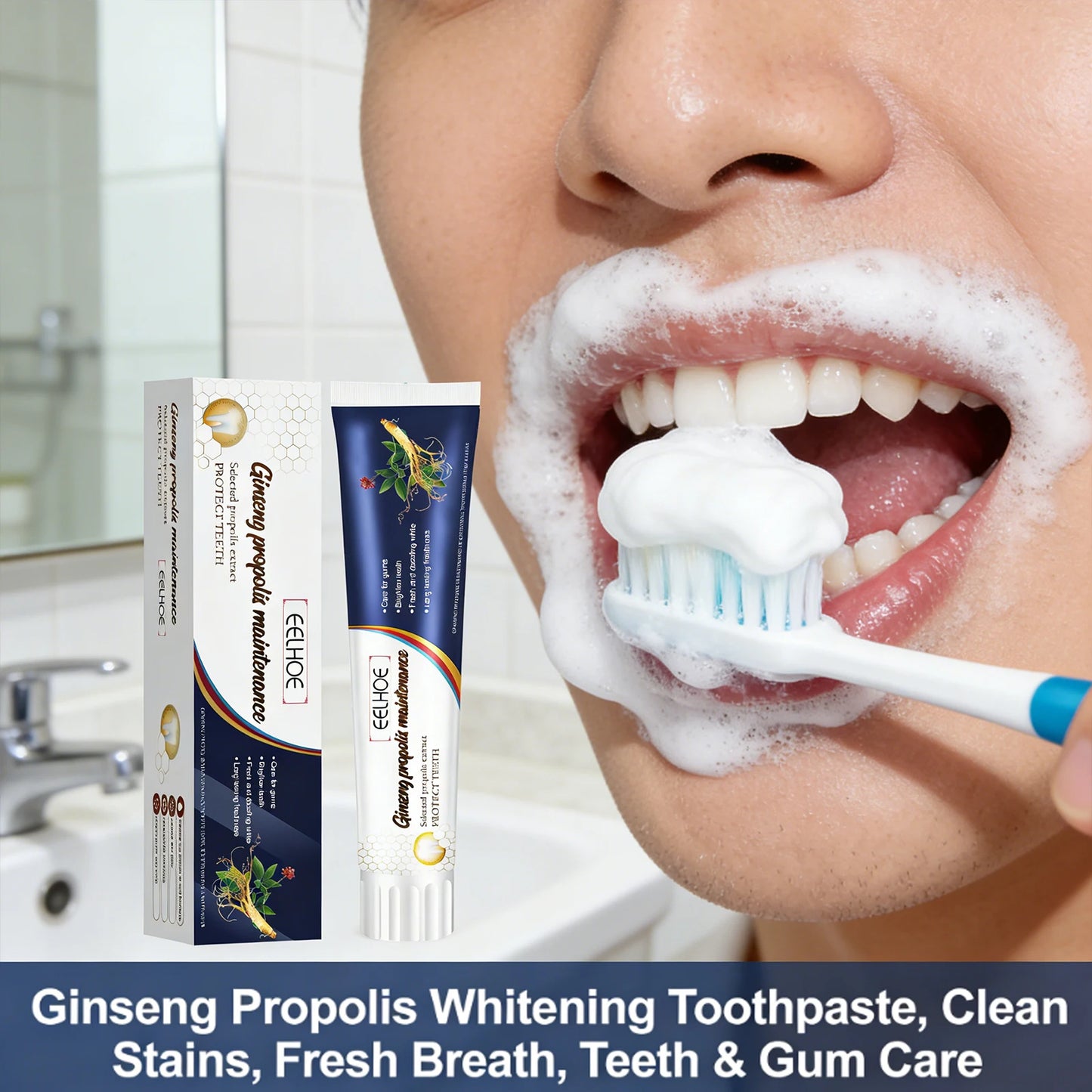 Ginseng Propolis Whitening Toothpaste Effectively Eliminating Bad Breath Remove Plaque Relieve Inflammations Gum Care Toothpaste Peaceful Pleasures Health and Wellness