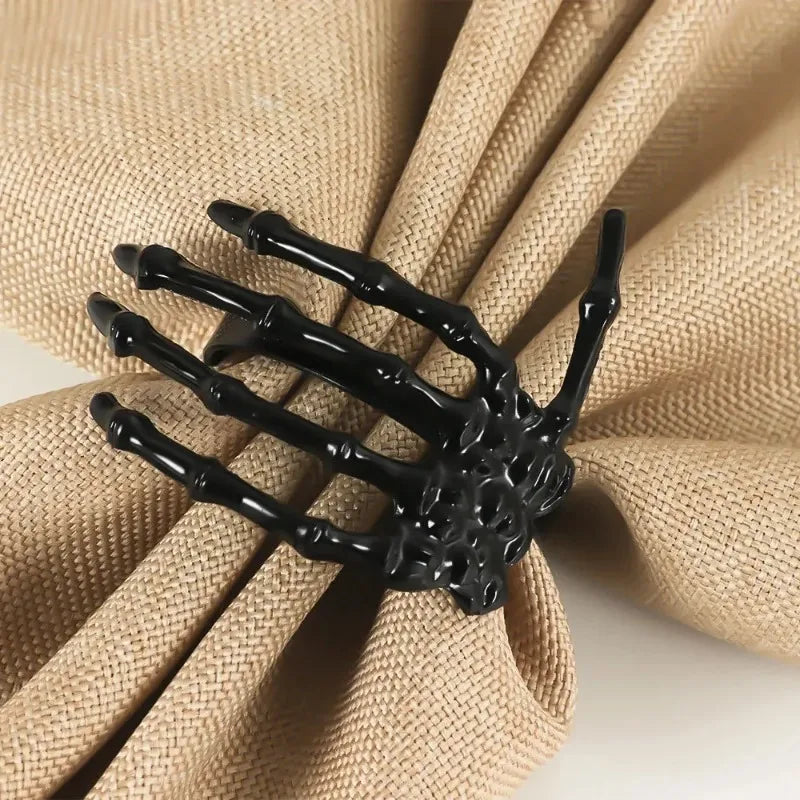 Halloween Skeleton Hand Napkin Rings Set 2–4 | Spooky Table Decor