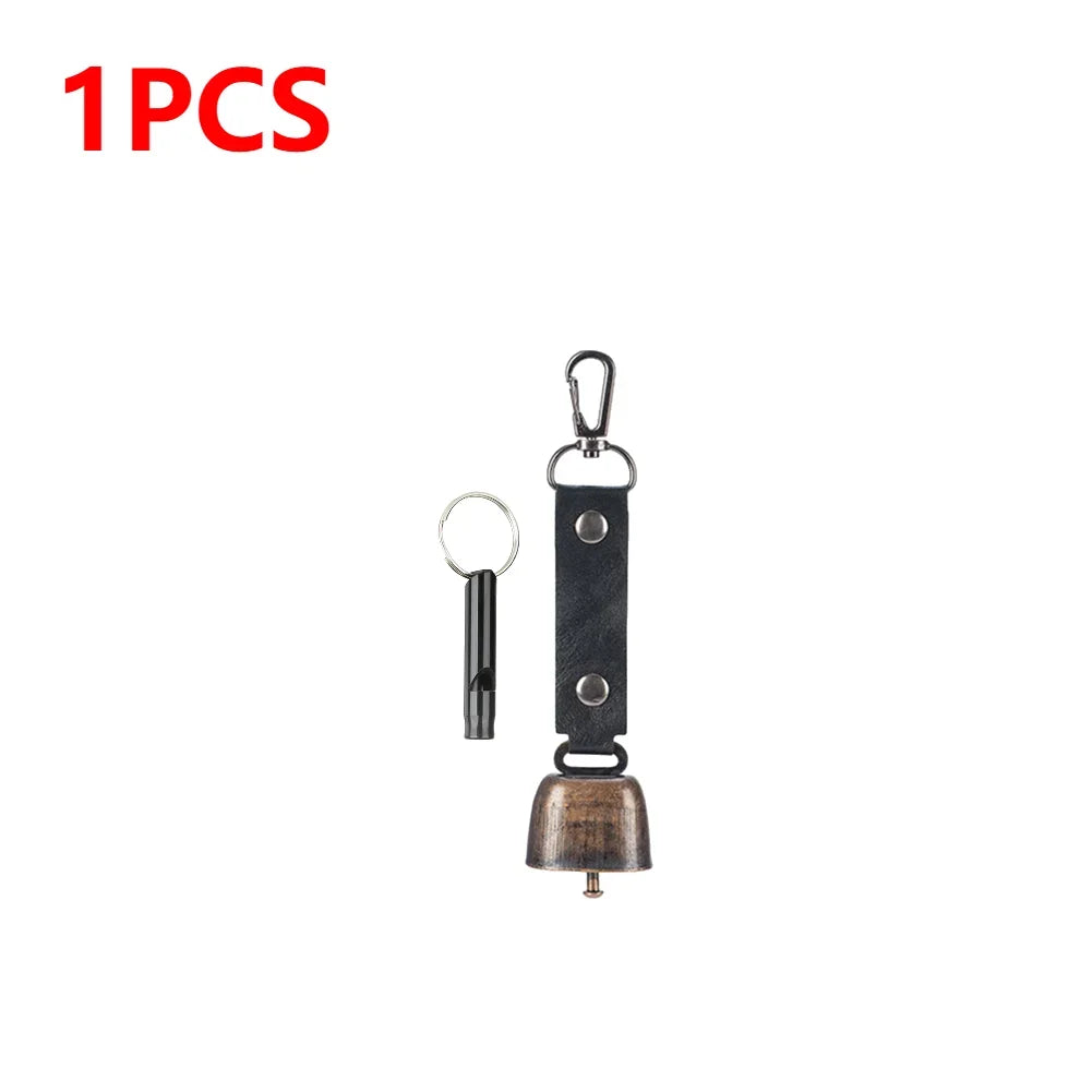 Outdoor Repellent Bear Bell Camping Retro Wind Chime Keychain Accessories Hiking Reminder Pet Pendant Bell for Fishing Peaceful Pleasures Health and Wellness Black