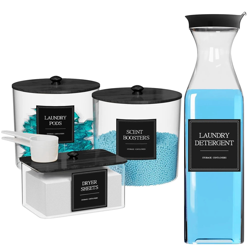 4 Pack Laundry Pods Containers & Dryer Sheet Holder & Laundry Detergent Dispenser, Laundry Room Organization and Storage Jars
