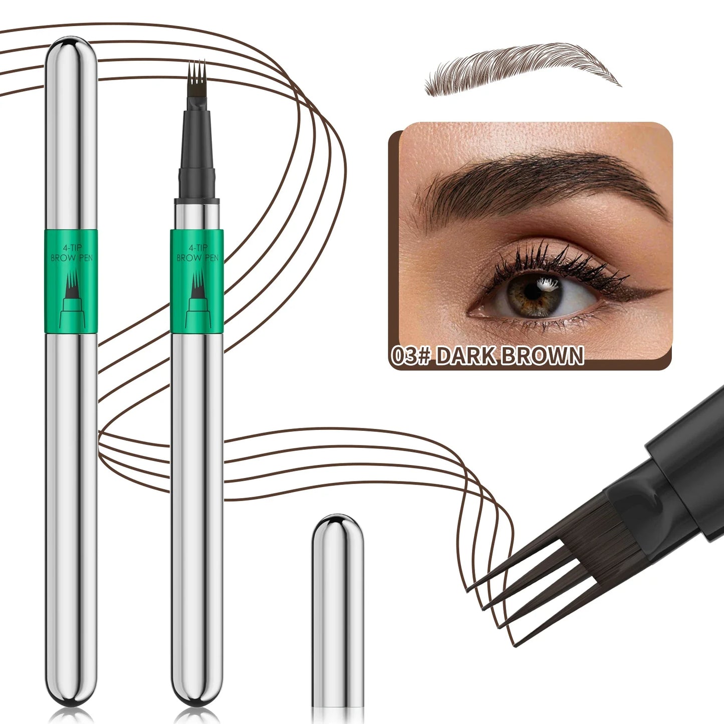 Hellokiss Waterproof Microblading Eyebrow Pen | 4-Tip, 5 Colors