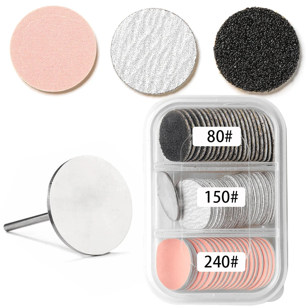 60pcs Replaceable Sanding Paper With Metal Disk Pink Pedicure Nail Bit Sandpaper Foot Care Tool Accessories Peaceful Pleasures Health and Wellness Ivory