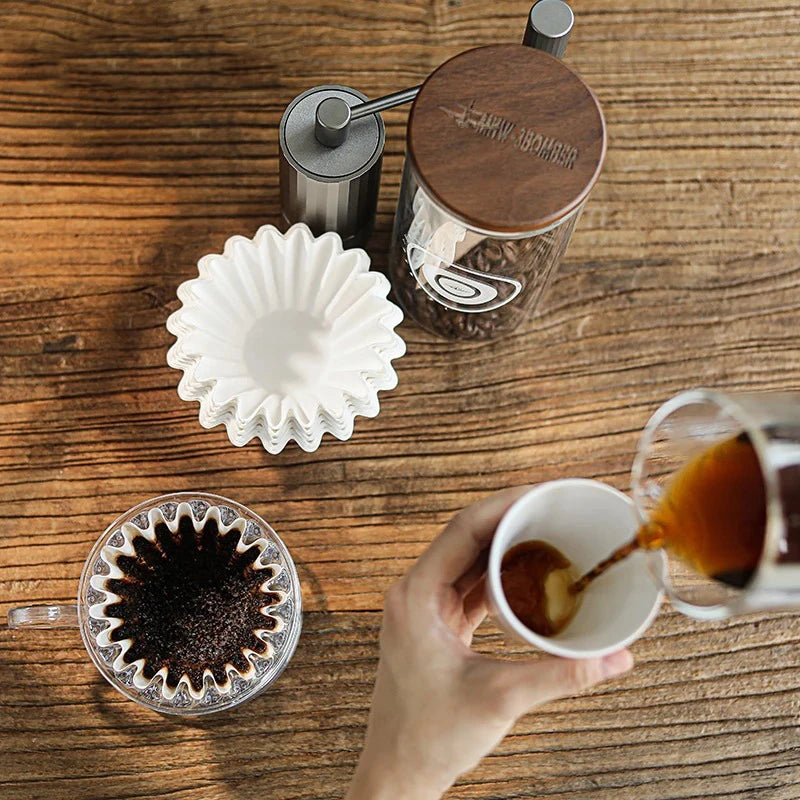 50pcs/Set White Coffee Filters Single Serving Paper for Coffee Machine 1-4 cups White Filter Paper Cake Cup Coffee Paper Filter Peaceful Pleasures Health and Wellness