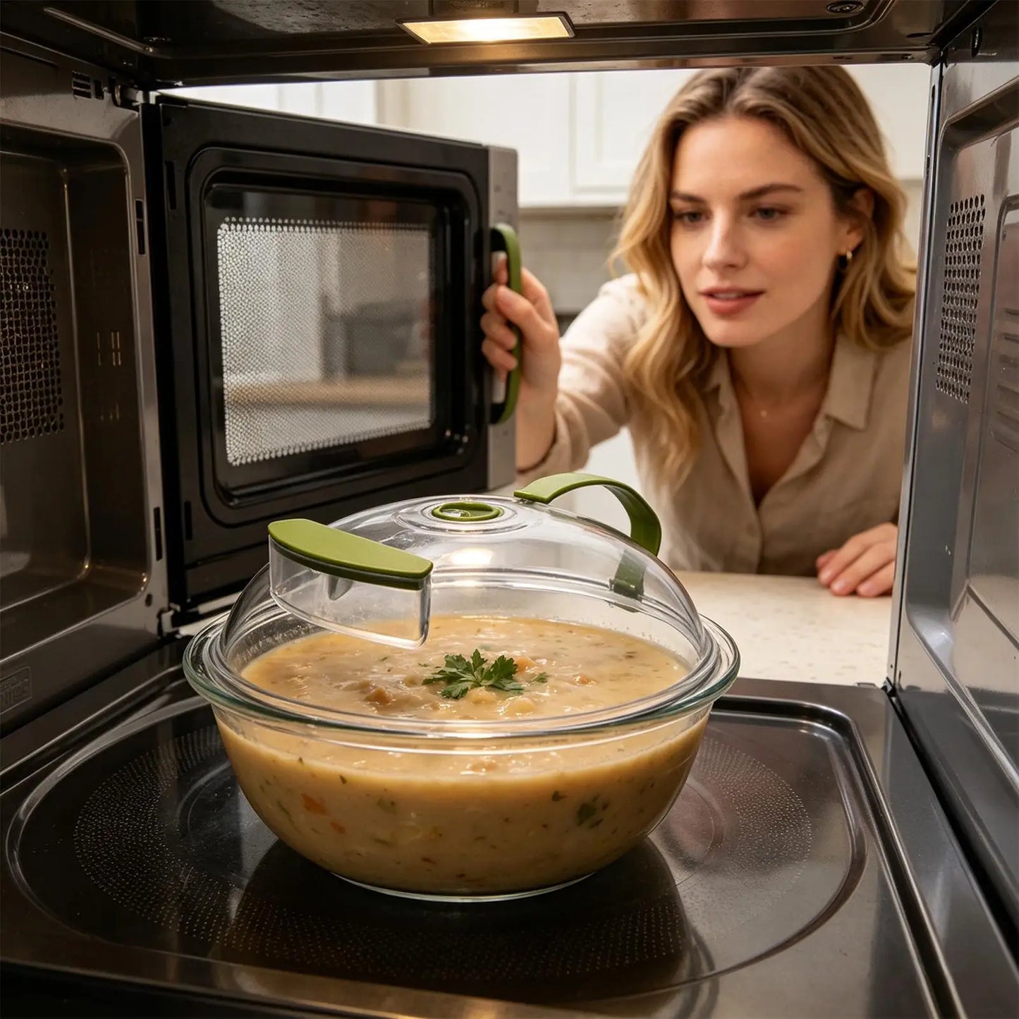 Microwave Food Cover 10.6" Splatter Guard with Steam Vent Lid