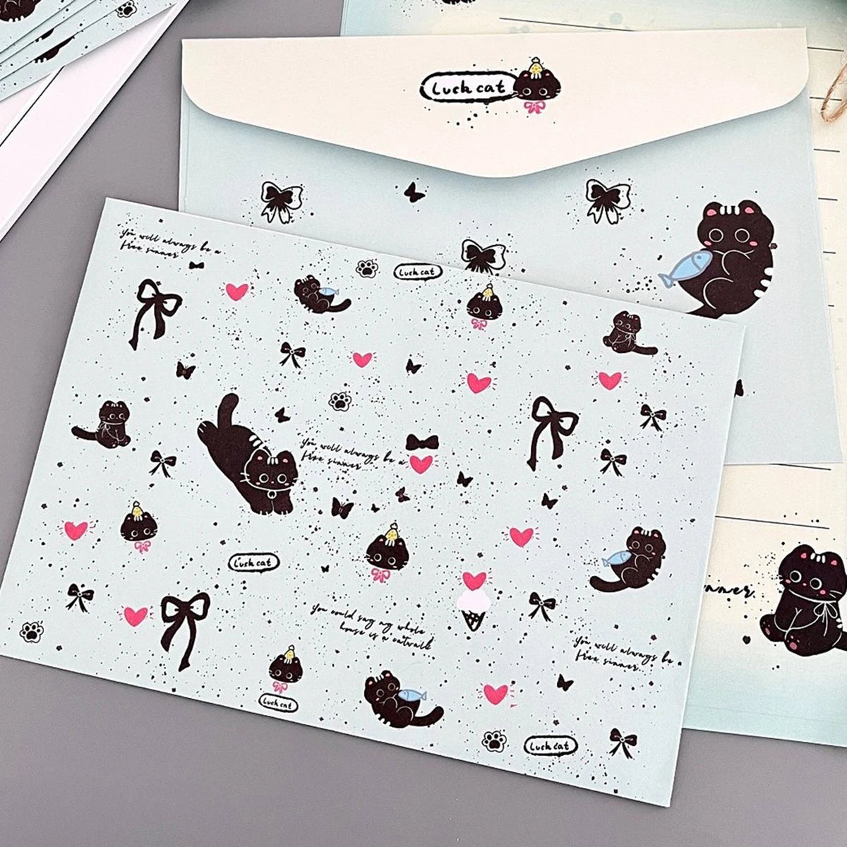 Splashing Ink Love Cat Envelope Letter Paper Beauty Cute Writing