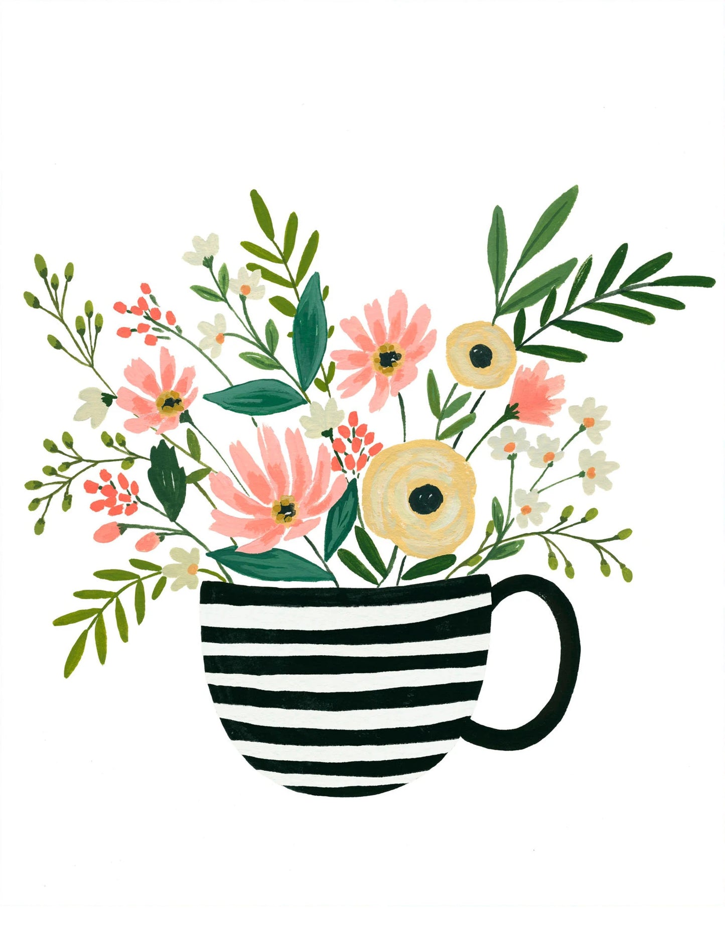 Watercolor Blue & White Vase Floral Canvas Wall Art | Unframed Canvas Wall Art Peaceful Pleasures Health and Wellness DM73-1 30x40cm Unframed