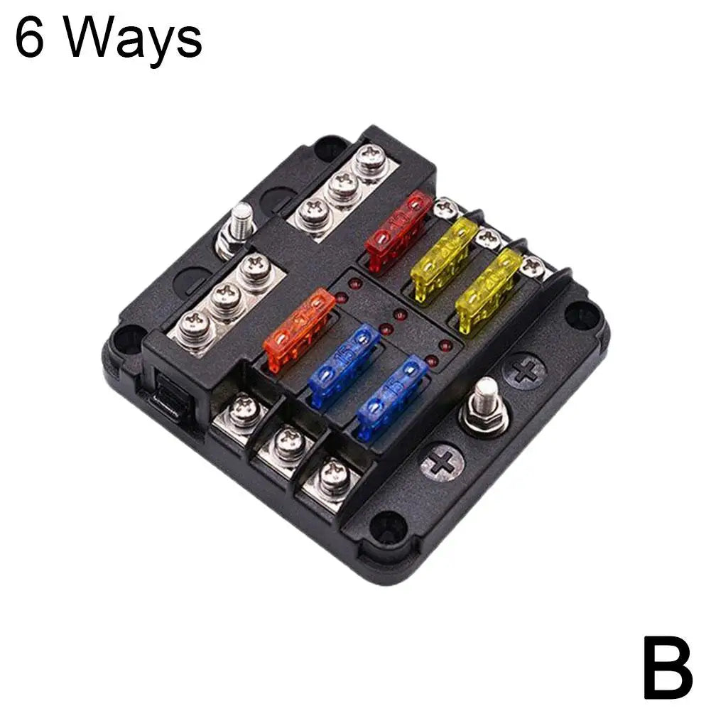 6/12 Way Fuse Box LED Indicator 12V–32V Power Distribution Panel