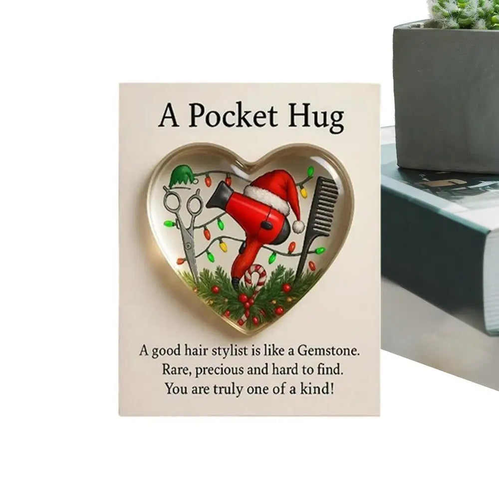 Heart Hug Pocket 2D Acrylic Hairdresser Souvenir Clear Inspirational Card Pocket For Men Barber Hair Stylist Graduation Birthday Peaceful Pleasures Health and Wellness C China Mainland