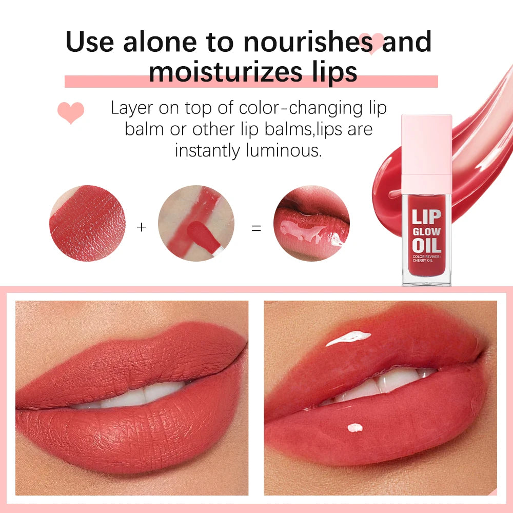 Tinted Glow Lip Oil Set Long Lasting Moisturizing Deep Hydrating Diminishes Lip Lines Waterproof Lipstick Natural Lip Makeup Kit Peaceful Pleasures Health and Wellness