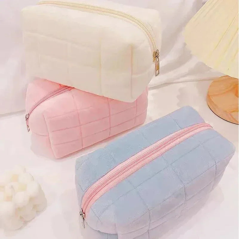 Large Solid Fur Cosmetic Storage Bag Women Zipper Makeup Organizer Handbag Stationery Pencil Case Travel Make Up Toiletry Punch Peaceful Pleasures Health and Wellness