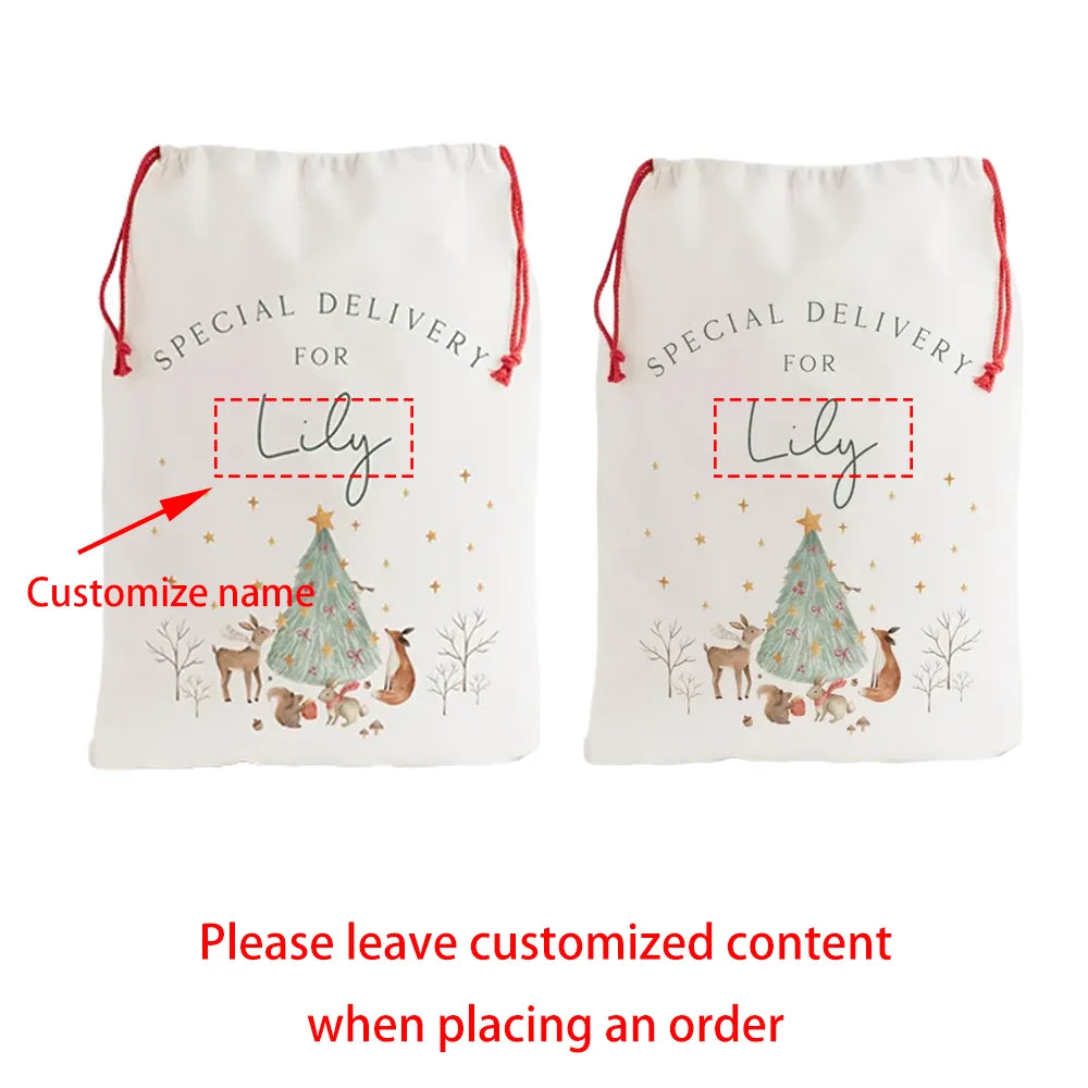 Custom Santa Sack Set 2Pcs | Baby's First Christmas Gift Bag Christmas Gift Sack Peaceful Pleasures Health and Wellness custom bag 2pcs 30x40cm