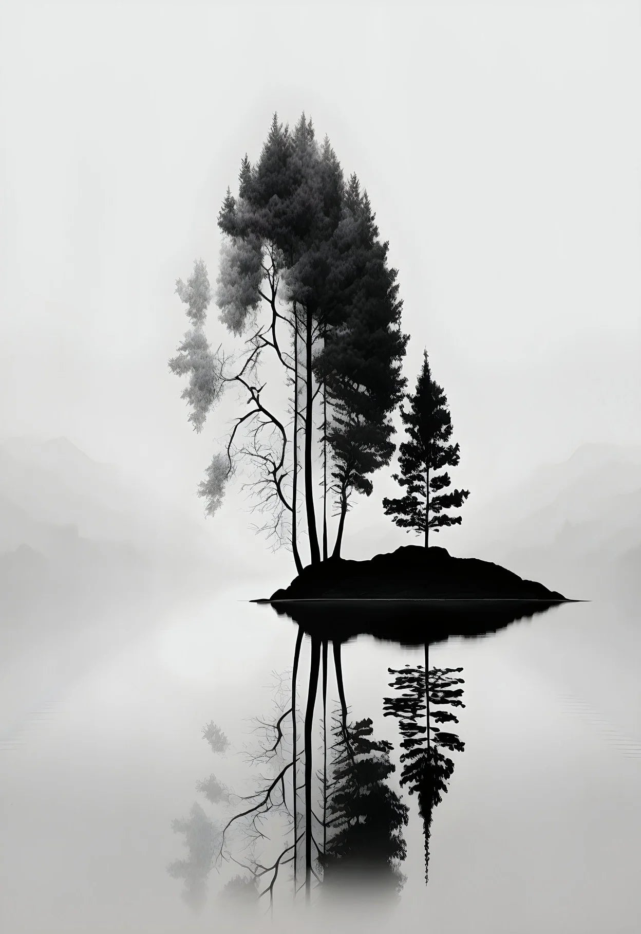 Black & White Mountain Crow Canvas Wall Art | Minimalist Print Canvas Wall Art Peaceful Pleasures Health and Wellness 1 40x60cm Unframed
