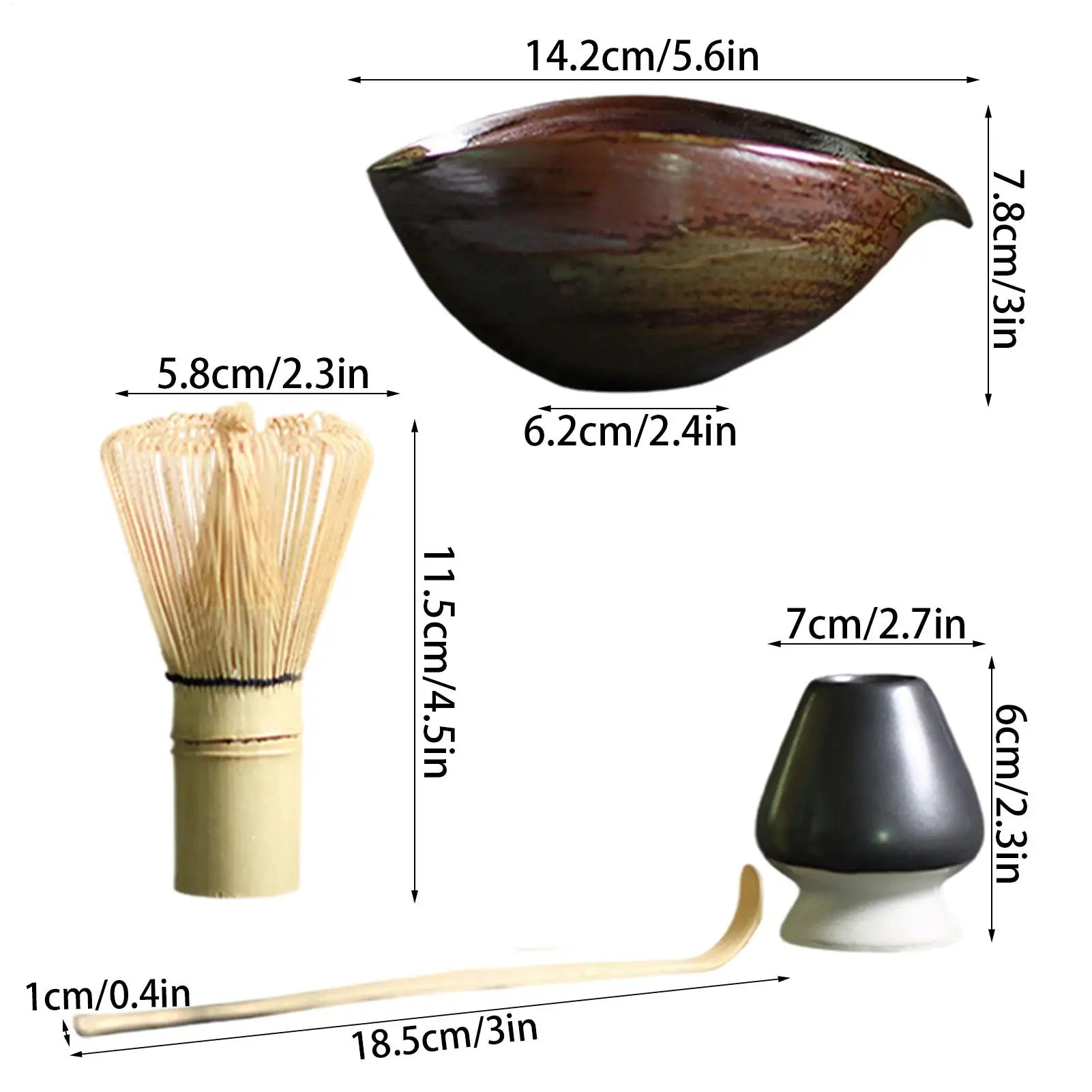 Tea Whisk Set 4-piece Ceremony Whisk Tools Traditional Tea Ceremony Kit for Bar Catering Coffee Breakfast Latte Drinks Kitchen Peaceful Pleasures Health and Wellness