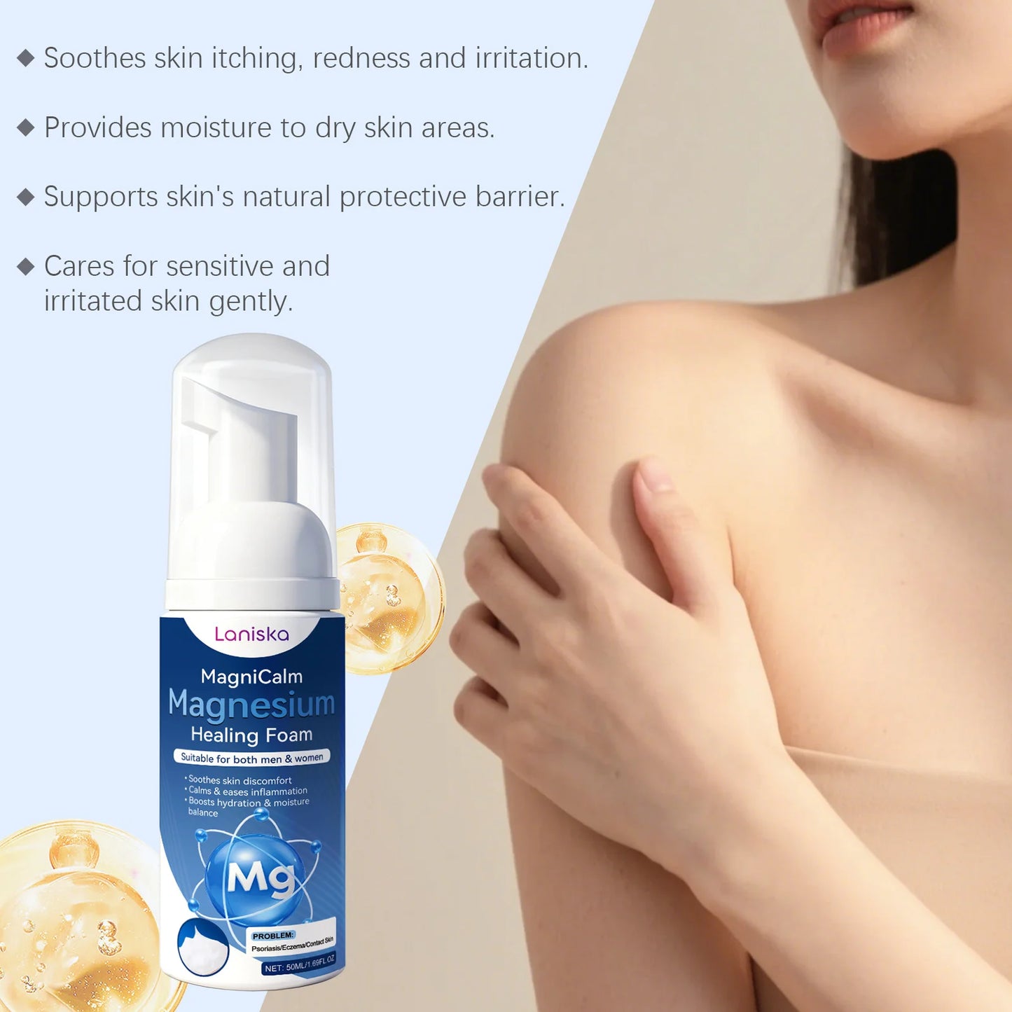 Magnesium Soothing Foam Moisturizing Anti-Sensitivity Relieve Redness Dry Itching Barrier Protection Relaxation Health Body Care Peaceful Pleasures Health and Wellness