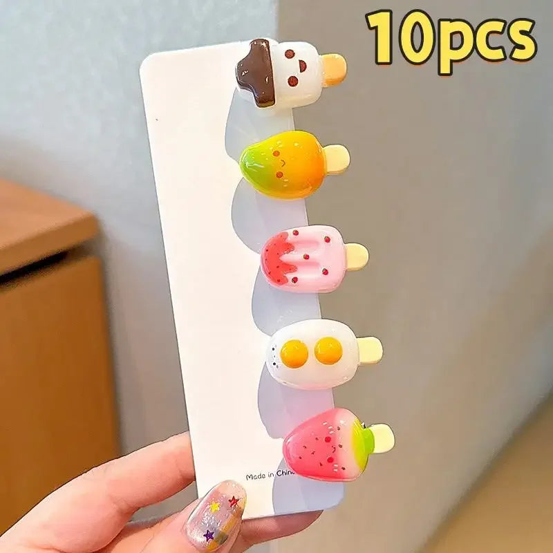 10Pcs Ice Cream Mini Duckbill Hair Clips for Women | Cute Set