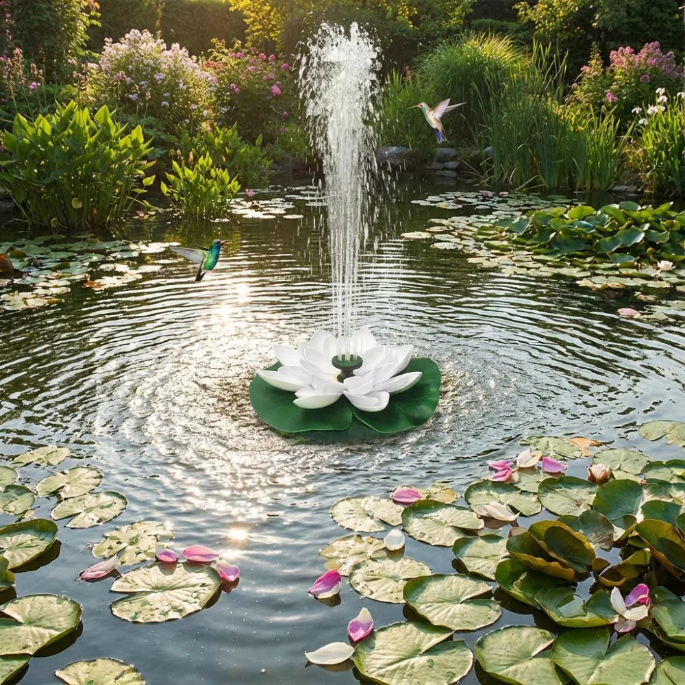 Solar Floating Lotus Fountain Pump – 1.2W Pond & Bird Bath