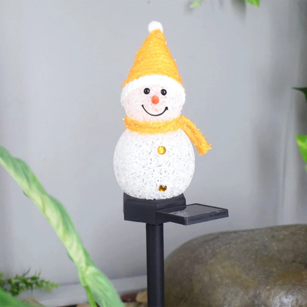 Lamp Light Solar Christmas Snowman Ground Inserted Lamp Outdoor Garden Decoration Landscape LED Lawn Lamp Yellow/Red/Purple/Blue Peaceful Pleasures Health and Wellness