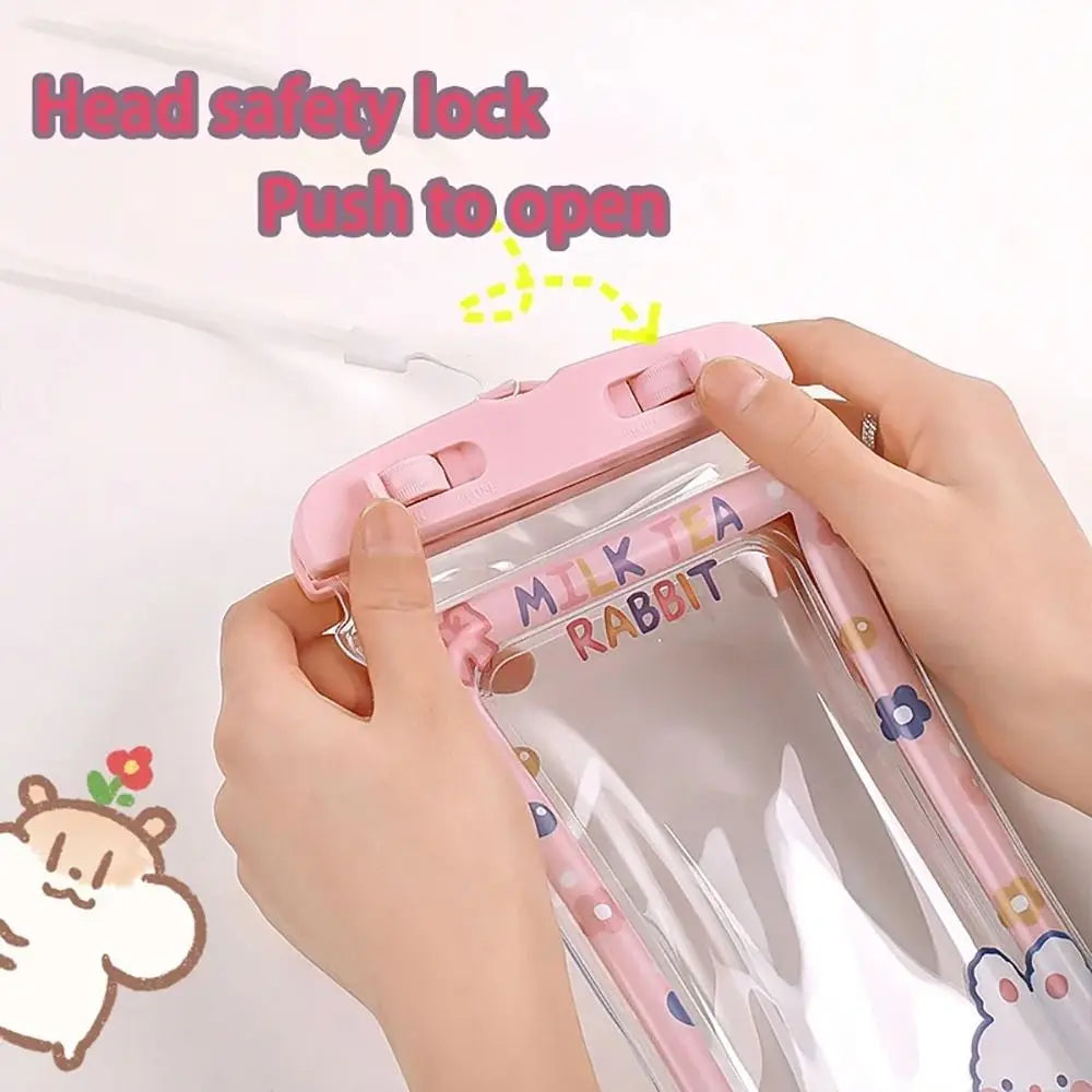 Waterproof Cartoon Rabbit Phone Bag with Lanyard | PVC Pouch