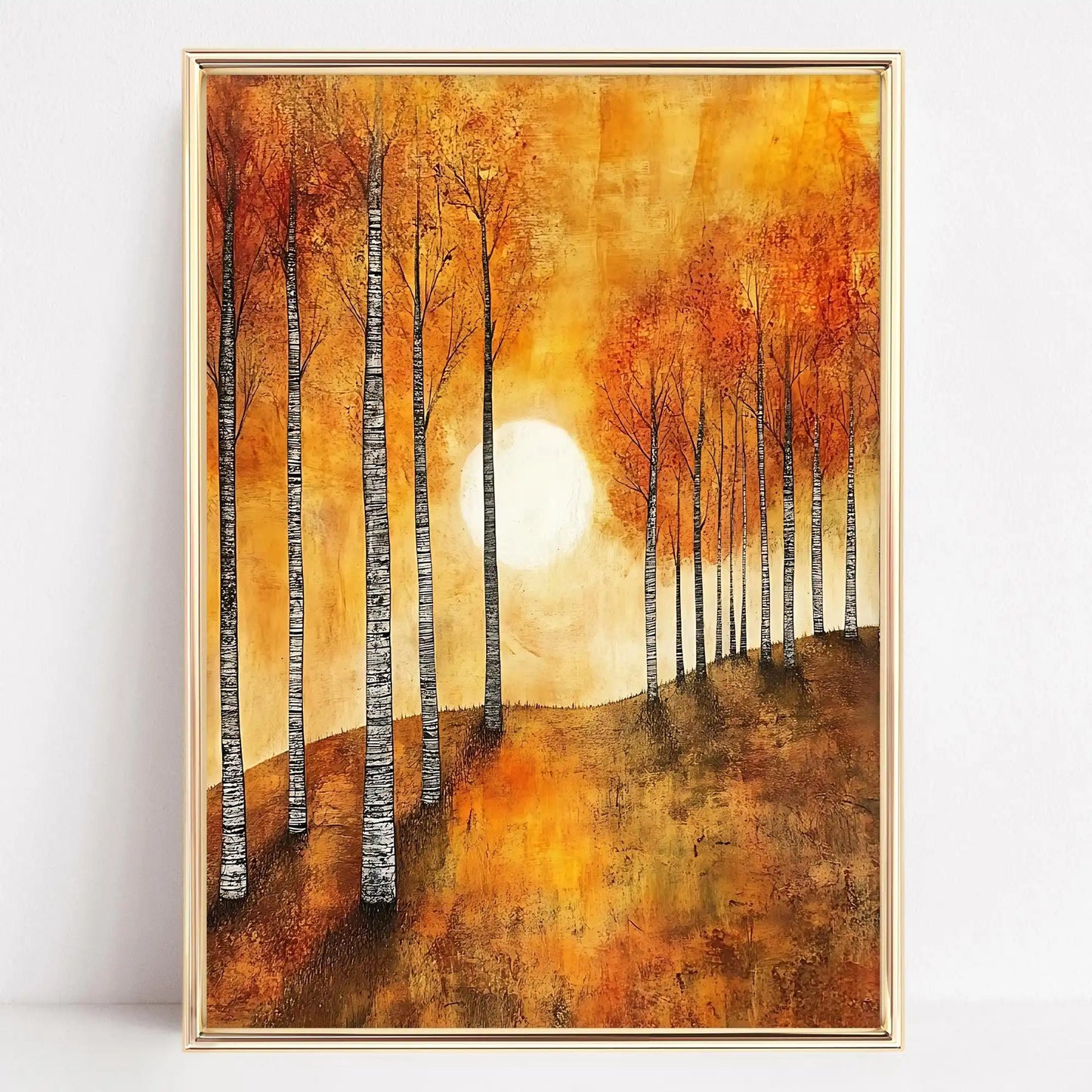 Autumn Forest Path Canvas Print | Golden Leaves Wall Art