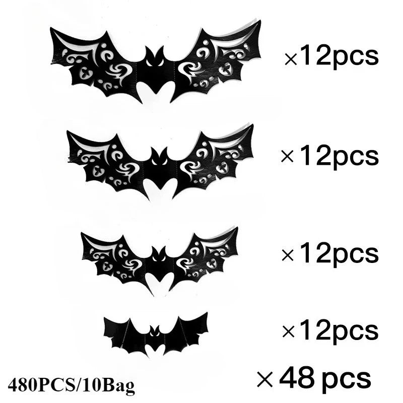 Halloween 3D Black Bat Wall Decals – Hollow Party Stickers