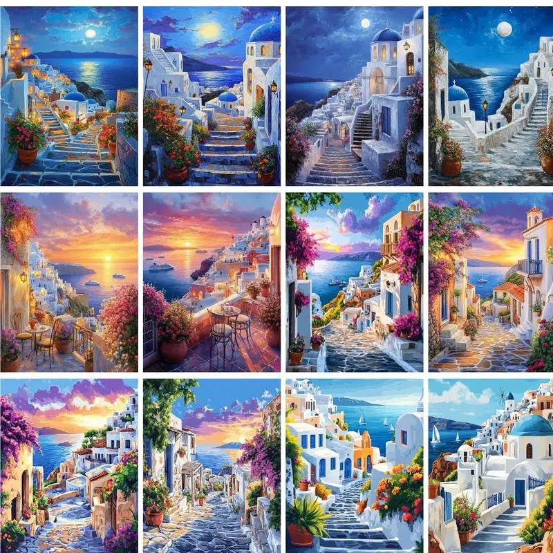 Paint by Numbers Kit – Town Landscape 60×75cm Canvas Art