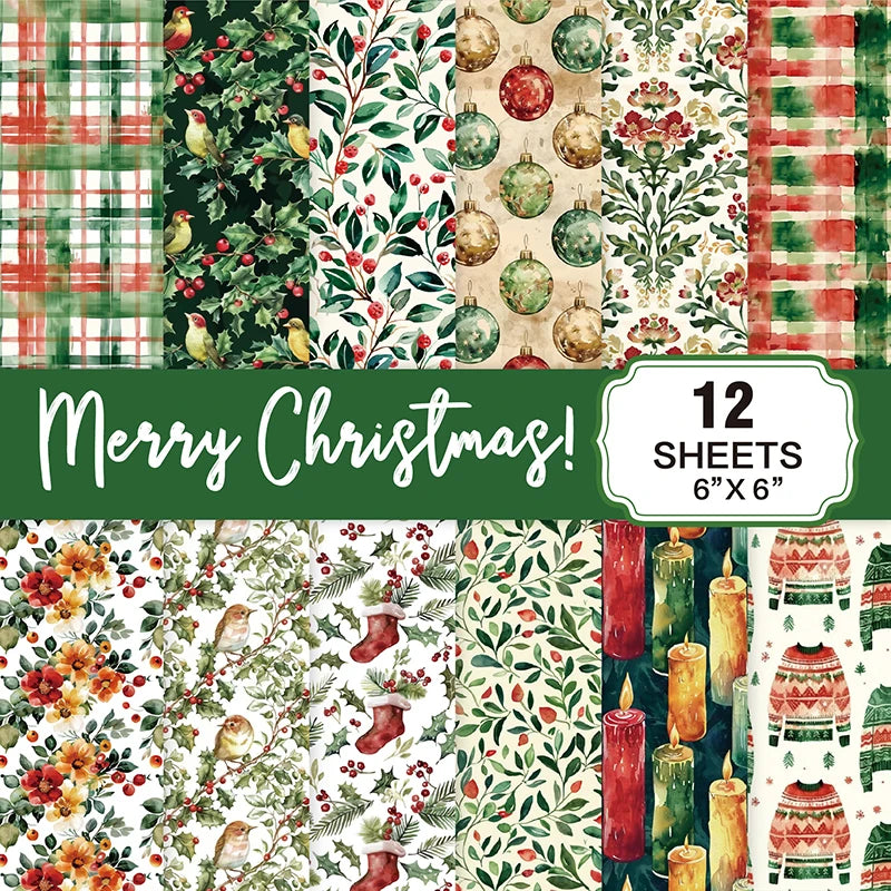 Christmas Scrapbook Paper Pad 6x6 | 12 Sheets 160gsm Acid-Free Scrapbook Paper Pad Peaceful Pleasures Health and Wellness A3