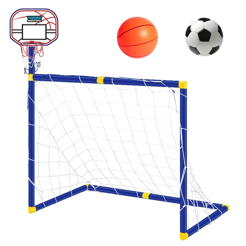 Kids 2-in-1 Soccer Goal & Basketball Stand Set – Detachable