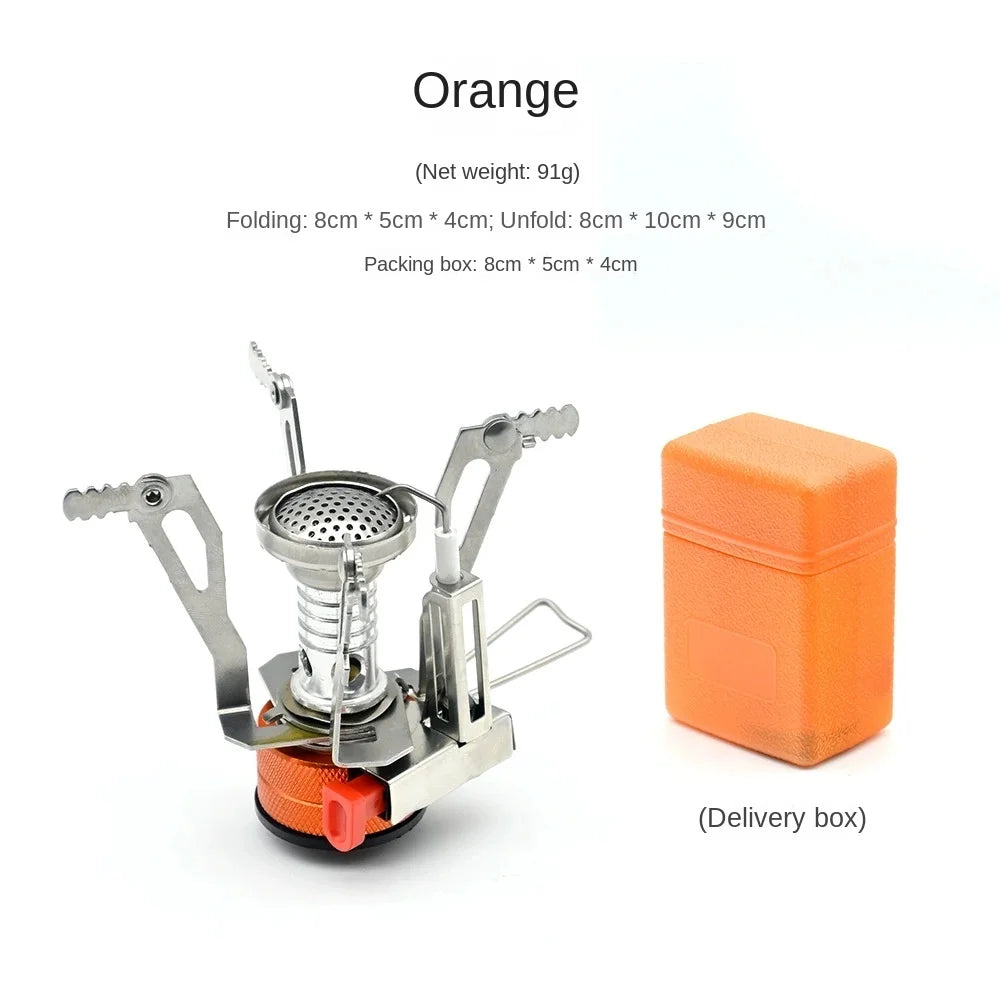 Portable Camping Stoves Backpacking Stove with Piezo Ignition Stable Support Wind-Resistance Camp Stove for Outdoor Cooking Peaceful Pleasures Health and Wellness Orange