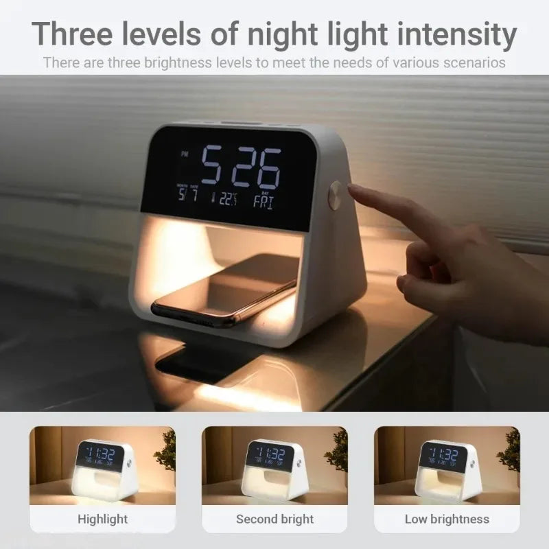 3-in-1 Bedside Alarm Clock | Wireless Charging & Night Light