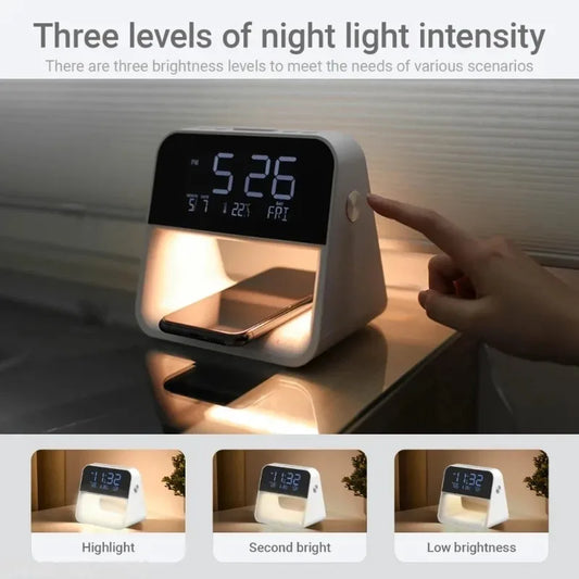 3-in-1 Bedside Alarm Clock | Wireless Charging & Night Light Bedside Alarm Clock Peaceful Pleasures Health and Wellness