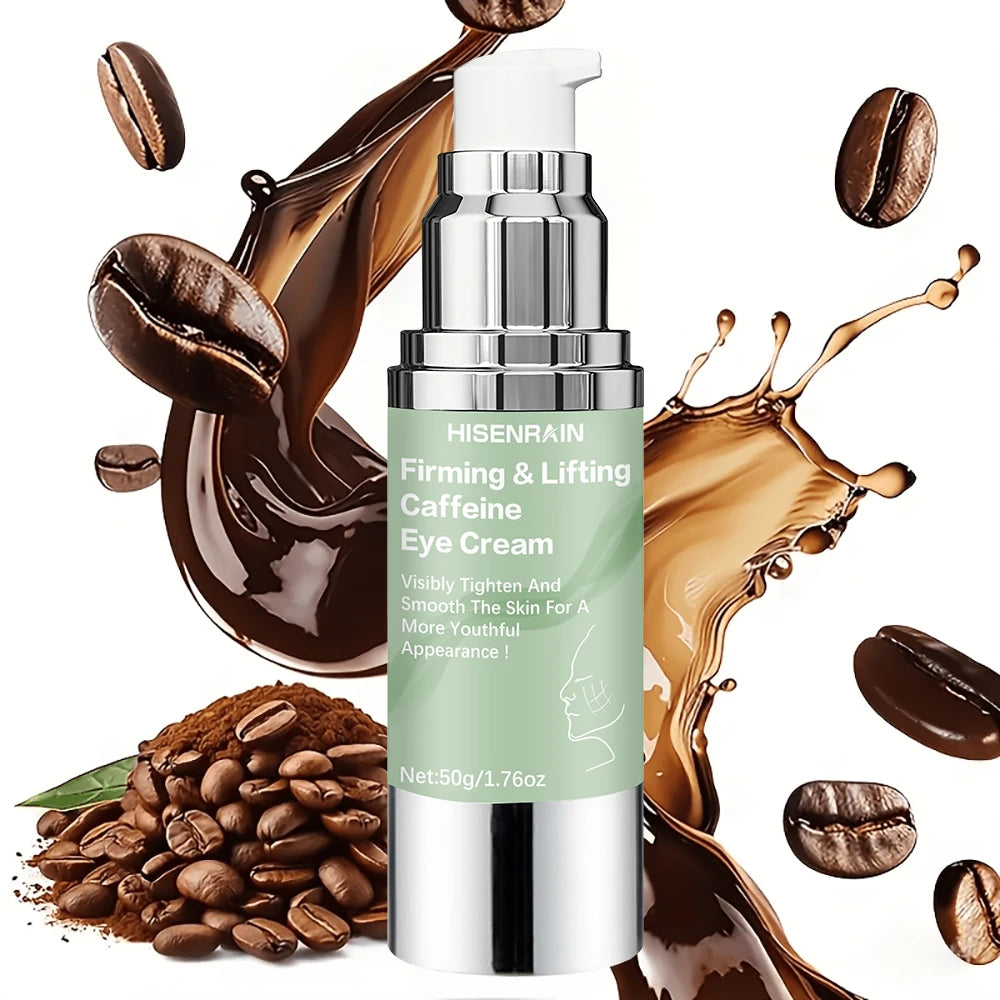 HISENRAIN 50g Vacuum Pump Caffeine Eye Cream - Firming Lifting Anti-Aging, Reduces Dark Circles, Hydrating for Women & Men. Peaceful Pleasures Health and Wellness